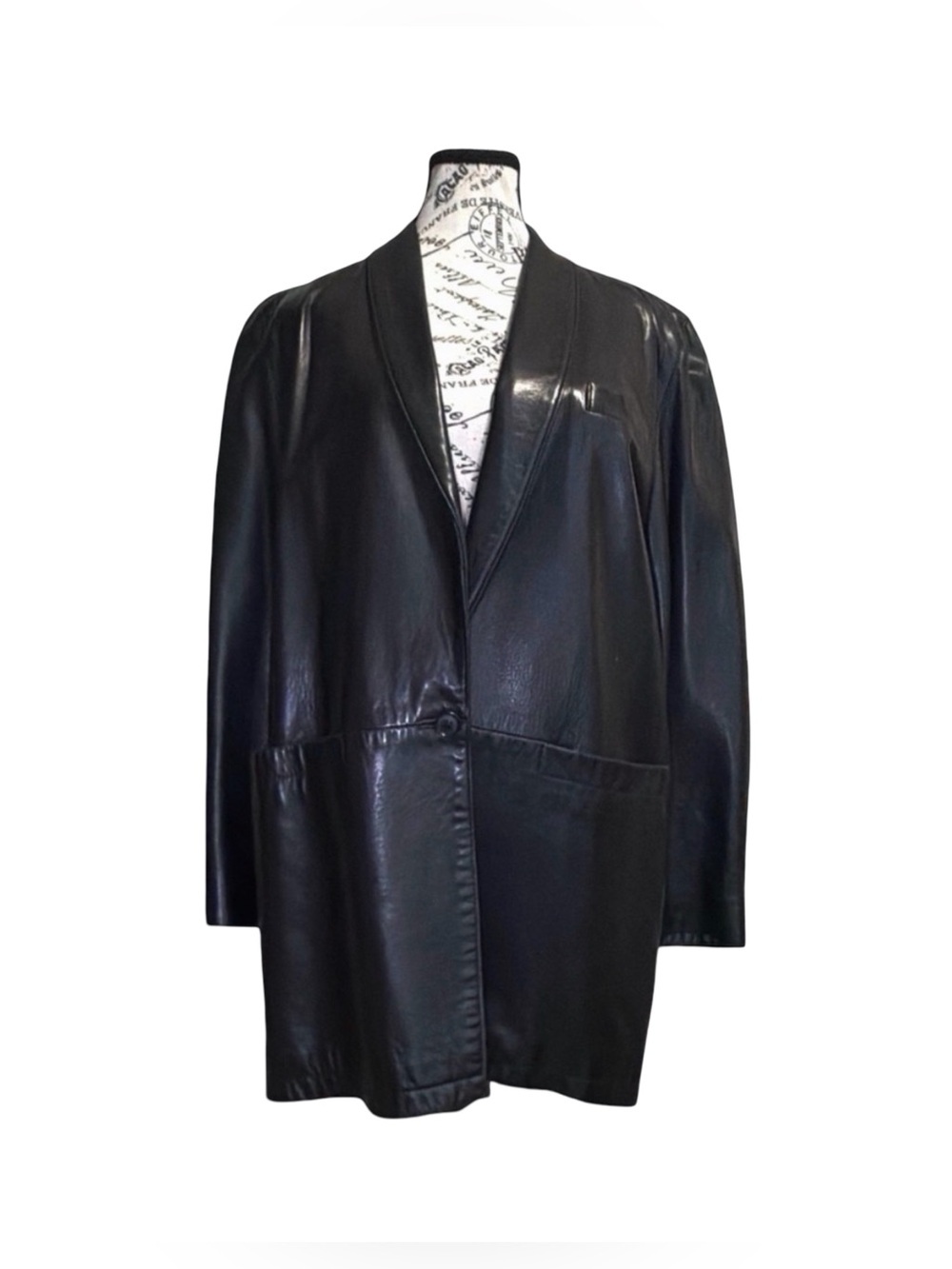 Siena Black Leather Longline Coat – Women’s Medium